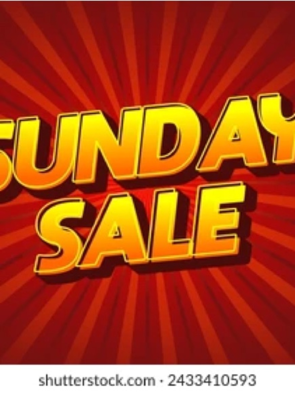 Sunday Sale Graphic - Bold Yellow Text on Red Background